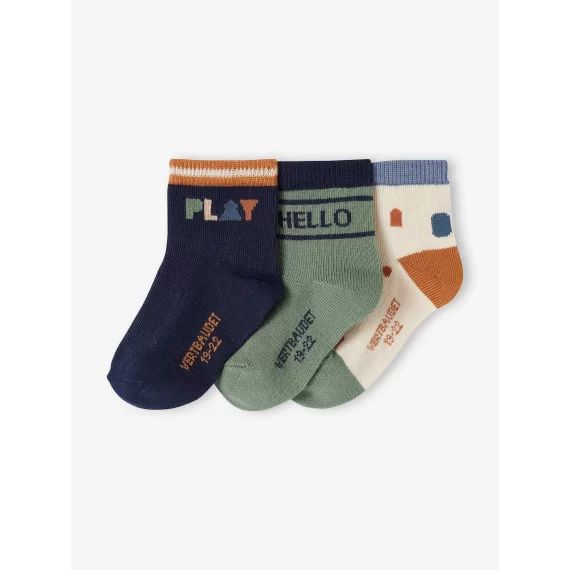 Lot de 3 paires de chaussettes vintage bébé garçon marine