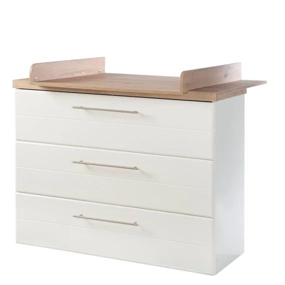 Commode À Langer Évolutive 3 Tiroirs Nele Blanc / Chêne Artisan