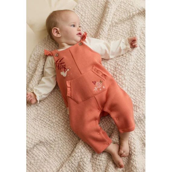 Ensemble Salopette Bébé En Molleton Et T-shirt Manouk Corail