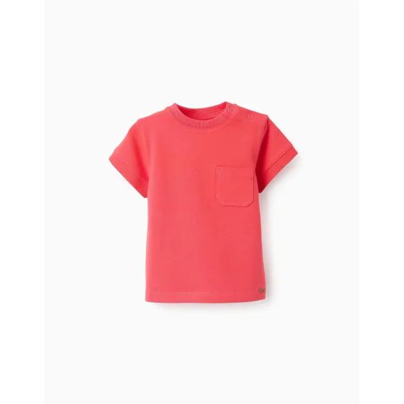 T-shirt En Piqué De Coton Avec Poche Rouge