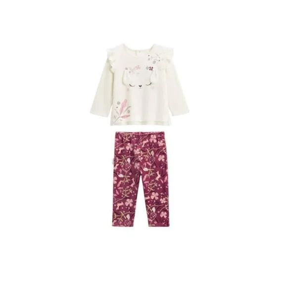 Pyjama Bébé 2 Pièces En Velours Mila Blanc