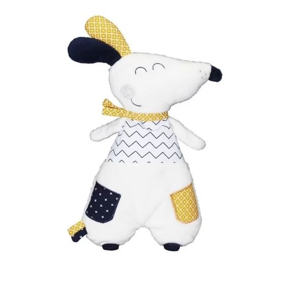Doudou Chien en velours blanc blanc