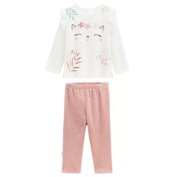 Pyjama bébé 2 pièces en velours Rosa rose