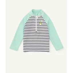 T-shirt de bain anti-uv bébé garçon vert et bleu rayé