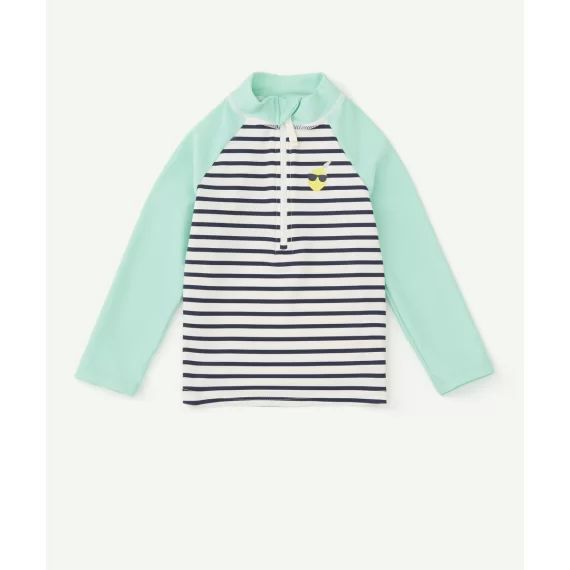 T-shirt de bain anti-uv bébé garçon vert et bleu rayé