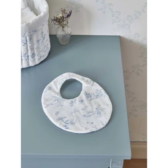Bavoir Percale De Coton Biologique Jouy Bleu