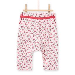 Pantalon Écru Et Rouge Bébé Fille