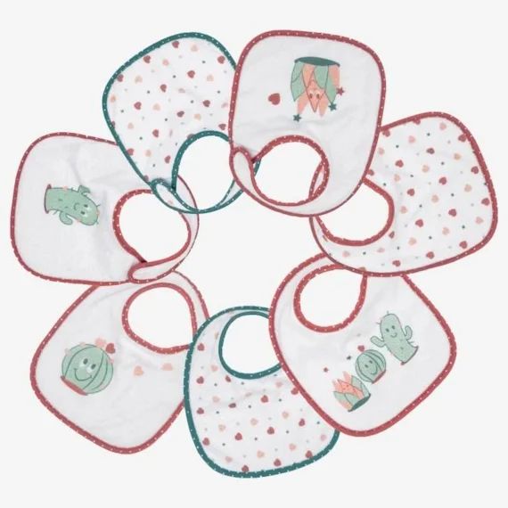 Lot de 7 bavoirs 0-4 mois – TROIS KILOS SEPT – Blanc – Mixte – 27 x 19 cm – Doublé pour une bonne absorption blanc