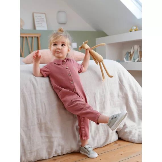Combinaison manches courtes bébé bois de rose