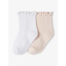 Lot de 2 paires de chaussettes cérémonie bébé fille framboise
