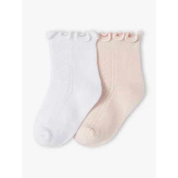 Lot de 2 paires de chaussettes cérémonie bébé fille framboise