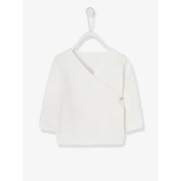 Brassière bébé naissance en tricot de coton bio écru