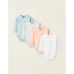 Pack 4 Bodies De Coton En Croisé Multicolore