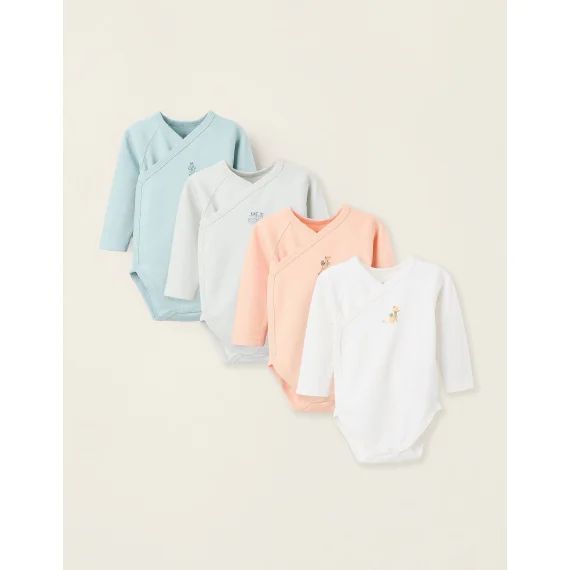 Pack 4 Bodies De Coton En Croisé Multicolore