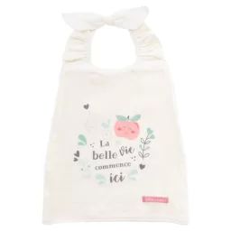 Bavoir élastiqué lin et coton bio* La belle vie beige