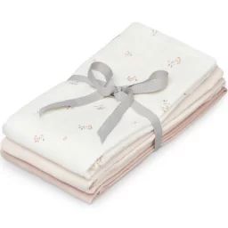 Lot de 3 langes en mousseline Mix Poppies coquelicot, blanc antique et vieux rose (70 x 70 cm)