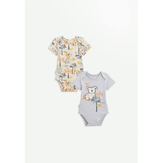 Lot De 2 Bodies Bébé Manches Courtes Tapioca Gris