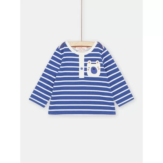 T-shirt Bleu Roi Et Blanc À Rayures Bébé Garçon