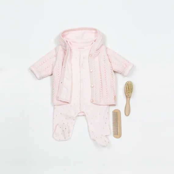 Veste à capuche en tricot Fille Rose