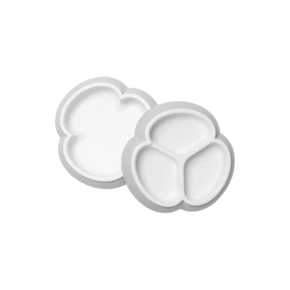 Ensemble d’assiettes pour bébé, lot de 2 – Gris