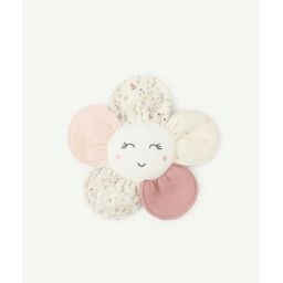 Doudou fleur bébé rose et blanc tout doux –  – Soldes
