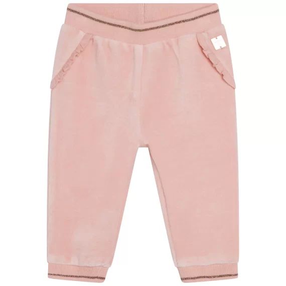 Pantalon volanté velours ras Fille Rose