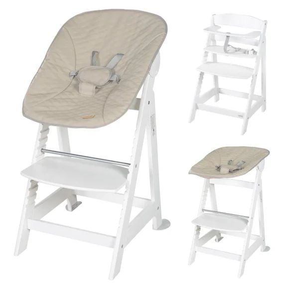 Chaise Haute Évolutive Et Inclinable Avec Transat Déperlant Born Up Blanc – Greyish Matelassé (grè