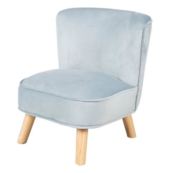 Mini Fauteuil En Velours Et Pieds En Bois Massif Lil Sofa Bleu Clair
