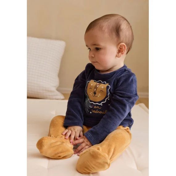 Pyjama Bébé En Velours Charly Bleu