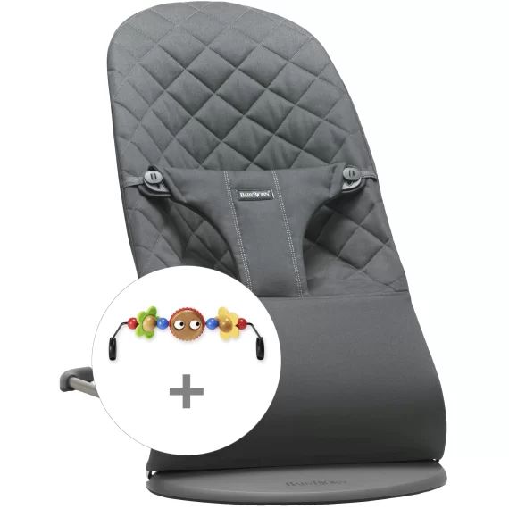 Transat avec Arche de jeu – Anthracite / Coton, matelassage Classique / Gris foncé / Yeux espiègles