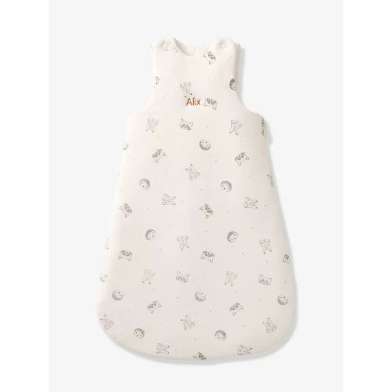 Gigoteuse sans manches en coton bio* MINI COMPAGNIE personnalisable écru / gris
