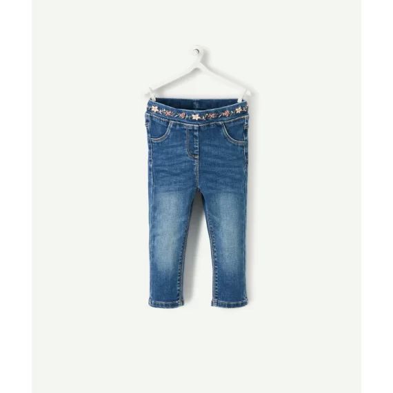 Tregging en denim avec broderie sur la ceinture bébé fille –  – Soldes