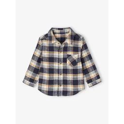 Chemise flanelle bébé à carreaux marine