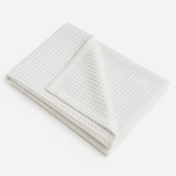 Couverture Nid D&rsquo;abeilles En Coton Bio Blanc