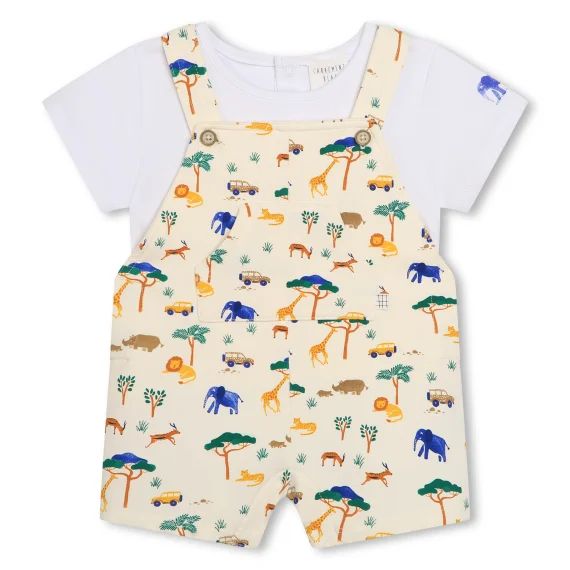 Ensemble salopette et T-shirt Garçon Beige