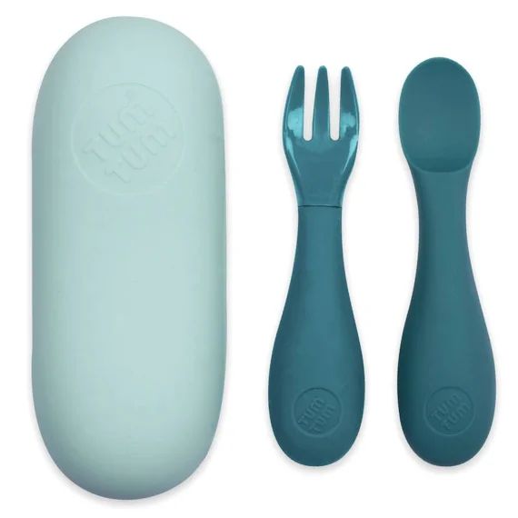 Set De Couverts En Silicone Bleu Bleu