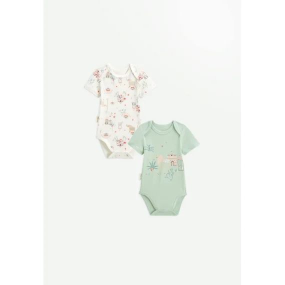 Lot De 2 Bodies Bébé Manches Courtes Arya Vert