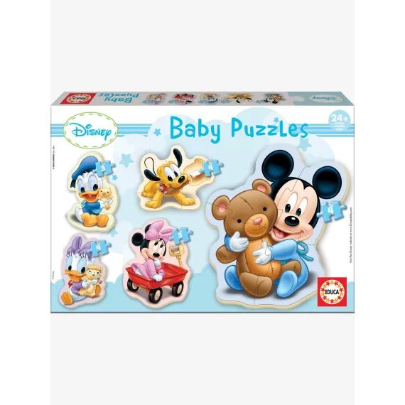 Lot de 5 puzzles progressifs 3 à 5 pièces Disney® Mickey EDUCA bleu
