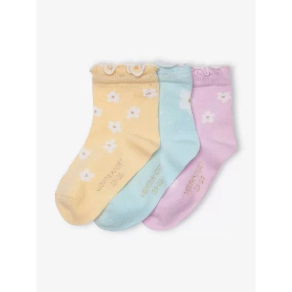 Lot de 3 paires de chaussettes marguerites bébé fille jaune pâle
