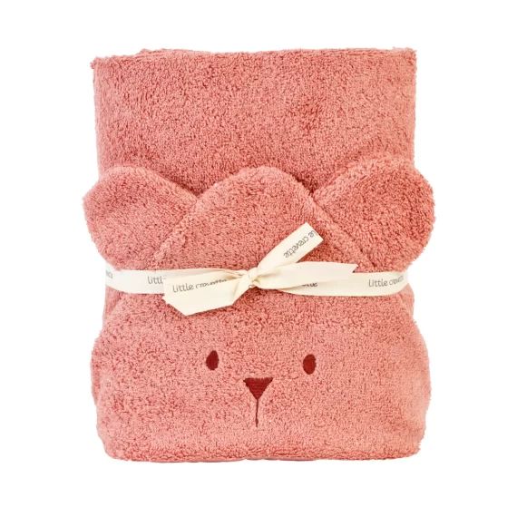 Cape de bain à oreilles Ourson – bois de rose