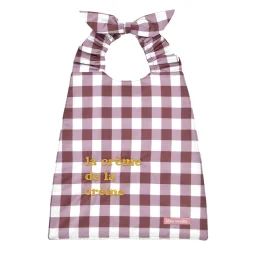 Bavoir Élastiqué Coton Bio Vichy Aubergine