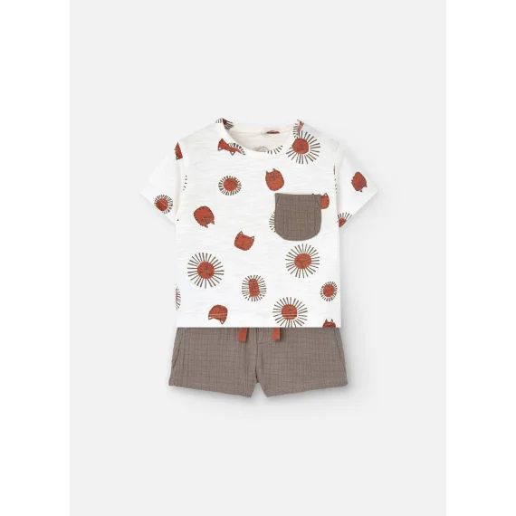 Ensemble T-shirt Imprimé Et Bermuda Beige