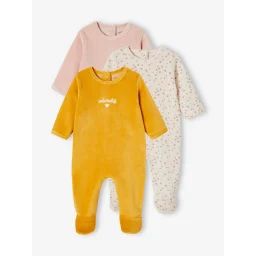 Lot de 3 dors-bien en velours bébé BASICS lot rose poudré