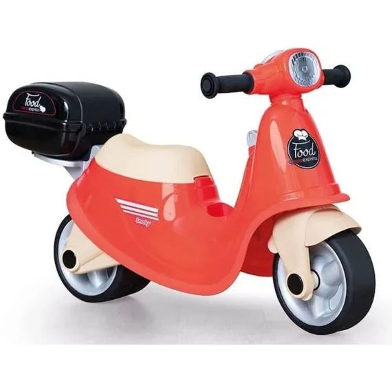 Porteur Scooter Food Express – Smoby – Roues Silencieuses – Porte-bagage – Mallette Amovible Rouge