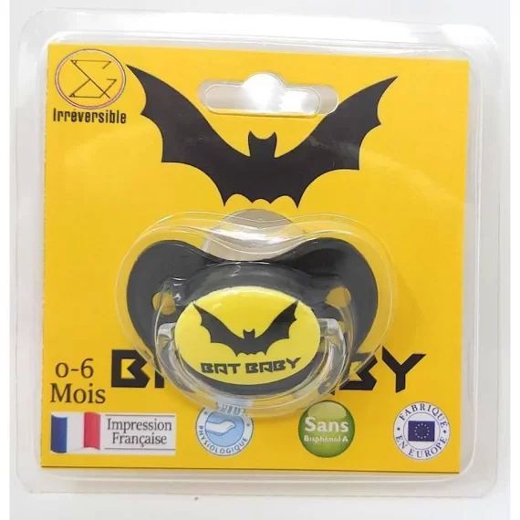 Sucette bébé physiologique – Bat Baby – Jaune – Bout physiologique – 0-6 mois jaune