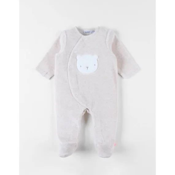 Pyjama En Velours Côtelé, Coeur Beige