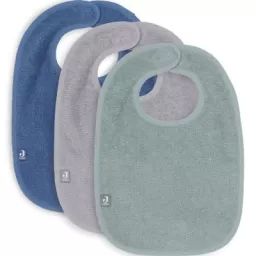 Lot de 3 bavoirs à velcro Ash Green/Storm Grey/Jeans Blue