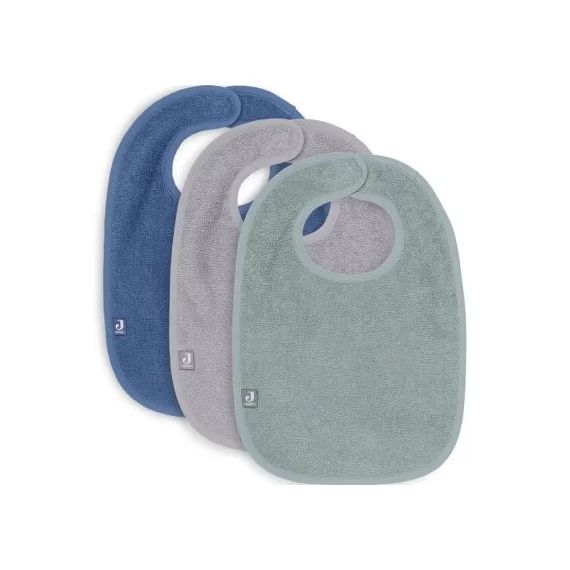 Lot de 3 bavoirs à velcro Ash Green/Storm Grey/Jeans Blue