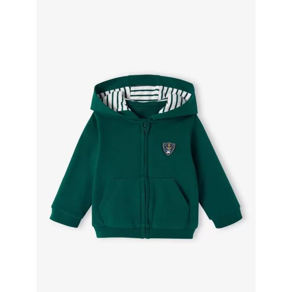 Sweat bébé garçon zippé à capuche vert