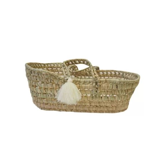 Couffin pour poupée en feuilles de palmier (40 x 18 cm)
